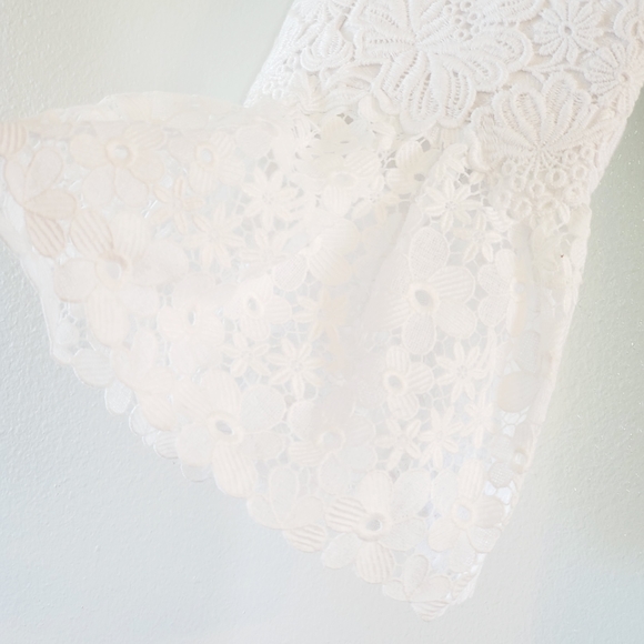 Michael Kors White Brocade Silk Lace Formal Dress - Picture 8 of 11